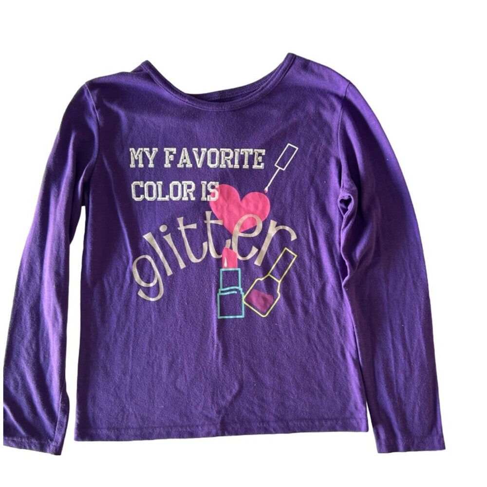 Girls Circo Purple Pajama Top L 10/12 "My Favorite Color Is Glitter" Long Sleeve